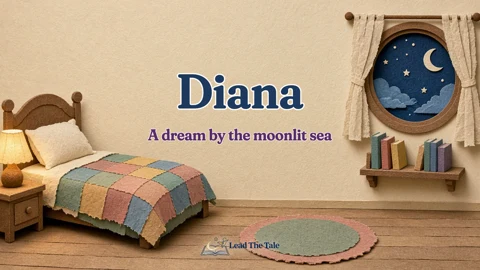 The title card in a paper bedroom: Diana, a dream by the moonlit sea