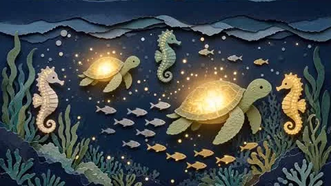 The sea glows with turtles, seahorses and little fish
